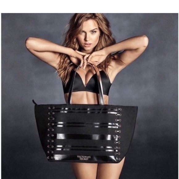 Victoria's Secret Weekender Canvas Tote Bag‎ Black/Gold